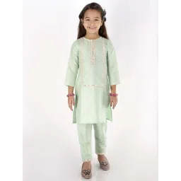 VASTRAMAY Kids Mint Green Embellished Suit Set-picture-32