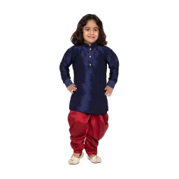 VASTRAMAY Kids Navy & Maroon Kurta Set image 1