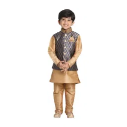 VASTRAMAY Kids Navy & Rose Gold Embellished Kurta Set-picture-25