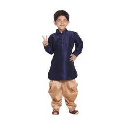 VASTRAMAY Kids Navy & Rose Gold Kurta Set-picture-22