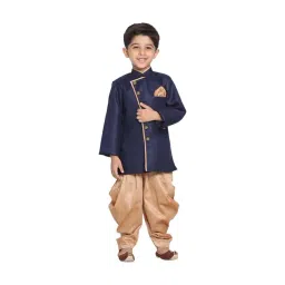 VASTRAMAY Kids Navy & Rose Gold Sherwani Set-picture-21