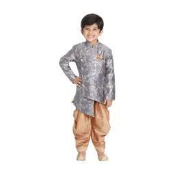 VASTRAMAY Kids Pewter & Rose Gold Embellished Sherwani Set-picture-19
