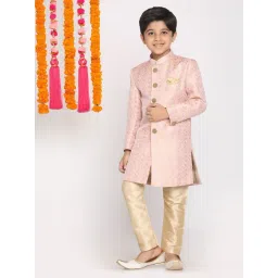 VASTRAMAY Kids Pink & Gold Printed Sherwani Set-picture-24