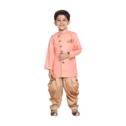 VASTRAMAY Kids Pink & Rose Gold Sherwani Set-picture-48