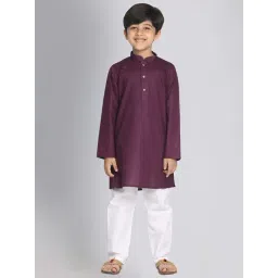 VASTRAMAY Kids Purple Regular Fit Kurta Set-picture-15