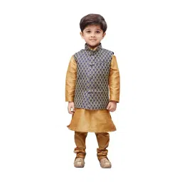 VASTRAMAY Kids Rose Gold Embroidered Kurta Set-picture-38