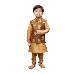 VASTRAMAY Kids Rose Gold Floral Print Kurta Set-picture-47