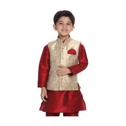 VASTRAMAY Kids Rose Golden Embellished Nehru Jacket-picture-11