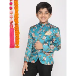 VASTRAMAY Kids Teal Blue & Beige Floral Print Jacket-picture-45