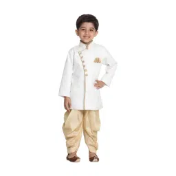 VASTRAMAY Kids White & Gold Sherwani Set-picture-34
