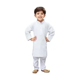 VASTRAMAY Kids White Cotton Kurta Set-picture-20