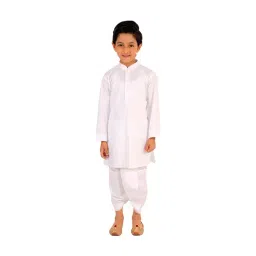 VASTRAMAY Kids White Cotton Kurta Set-picture-21