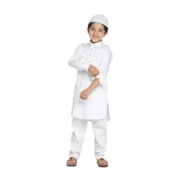 VASTRAMAY Kids White Cotton Pathani Kurta Set-picture-30