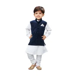 VASTRAMAY Kids White Cotton Printed Kurta Set-picture-29