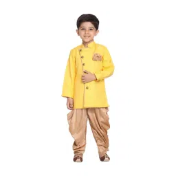 VASTRAMAY Kids Yellow & Rose Gold Sherwani Set-picture-13