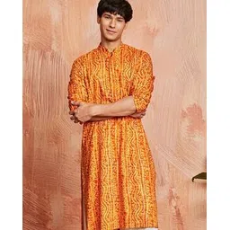 vastramay Men Bandhani Print Regular Fit Long Kurta-picture-27