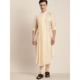 VASTRAMAY Men Beige Pleated Kurta with Churidar-picture-11