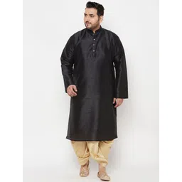VASTRAMAY Men Black Kurta with Dhoti Pants-picture-34