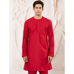 VASTRAMAY Men Cherry Red Kurta-picture-37