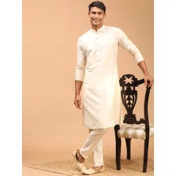 VASTRAMAY Men Cream-Coloured Kurta with Pyjama-picture-31