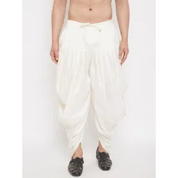 VASTRAMAY Men Cream Coloured Silk Blend Cowl Dhoti Pant-picture-37