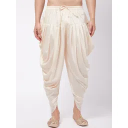 VASTRAMAY Men Cream Coloured Solid Cowl Dhoti Pants-picture-23