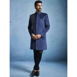 VASTRAMAY Men Embroidered Knee Length Sherwani Set-picture-34