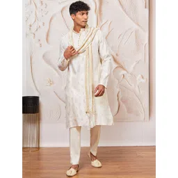 VASTRAMAY Men Embroidered Regular Kantha Work Kurta with Pyjamas & With Dupatta-picture-25