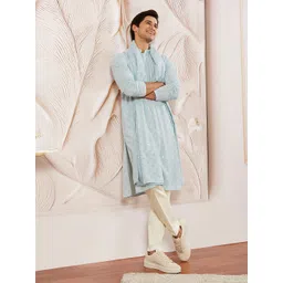 VASTRAMAY Men Embroidered Regular Sequinned Kurta with Trousers & With Dupatta-picture-24
