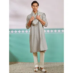 VASTRAMAY Men Embroidered Regular Sequinned Kurta with Trousers & With Dupatta-picture-23