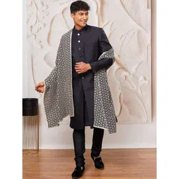 VASTRAMAY Men Embroidered Sherwani Set-picture-36