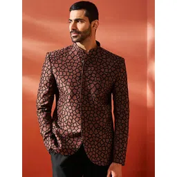 VASTRAMAY Men Embroidered Slim-Fit Bandhgala Blazer-picture-37