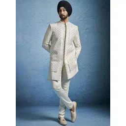 VASTRAMAY Men Embroidered Slim-Fit Sherwani Set-picture-38