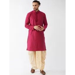 VASTRAMAY Men Fuchsia Regular Kurta with Dhoti Pants-picture-41