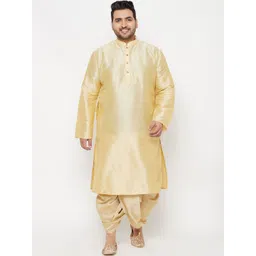 VASTRAMAY Men Gold-Toned Kurta with Dhoti Pants-picture-11
