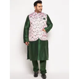 VASTRAMAY Men Green Floral Kurta with Churidar-picture-41