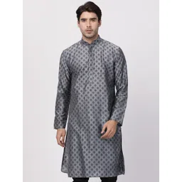 VASTRAMAY Men Grey Printed Straight Kurta-picture-16