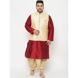 VASTRAMAY Men Maroon Kurta with Dhoti Pants-picture-33