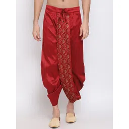 VASTRAMAY Men Maroon Solid Silk Blend Dhoti-picture-26