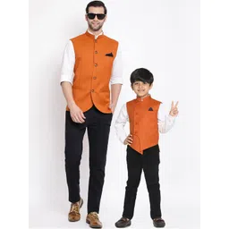 VASTRAMAY Men Orange Solid Nehru Jacket-picture-16