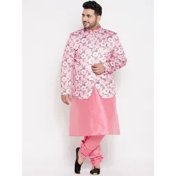 VASTRAMAY Men Pink Floral Kurta with Churidar-picture-25