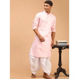 VASTRAMAY Men Pleated Solid Kurta with Dhoti Pants-picture-30