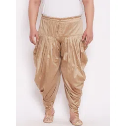 VASTRAMAY Men Plus Size Rose Gold-Colored Solid Cotton Silk Cowl Dhoti-picture-41