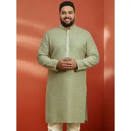 VASTRAMAY Men Plus Size Woven Design Embroidered Festive Straight Kurta-picture-40