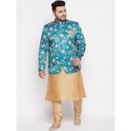 VASTRAMAY Men Rose Gold Floral Kurta with Churidar-picture-23
