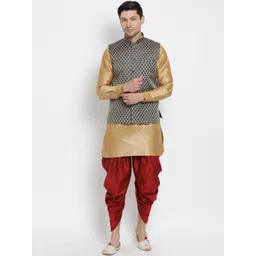 VASTRAMAY Men Rose Gold Kurta with Dhoti Pants-picture-36