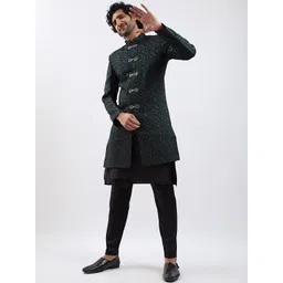 VASTRAMAY Men Self-Design Jacquard Indo-Western Kurta Pyjama Set-picture-21