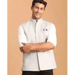 vastramay Men Self-Design Nehru jacket with Mandarin-Collar-picture-13