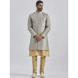 VASTRAMAY Men Self Design Sherwani Set-picture-32