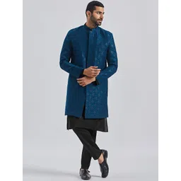 VASTRAMAY Men Self-Design Sherwani Set-picture-30